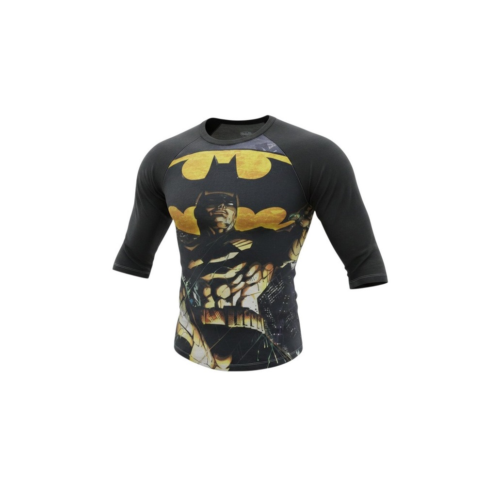 DC Comics Batman Raglan Shirt Mens Small Black NWT 3/4 Sleeve Graphic Tee
